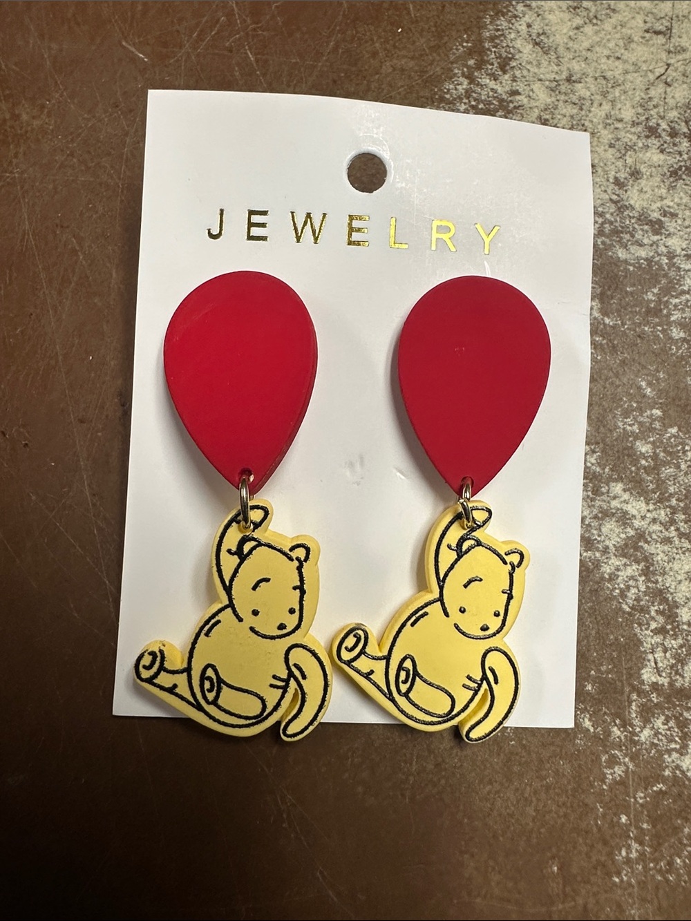 Red Balloon & Yellow Bear Kids Dangle Earrings